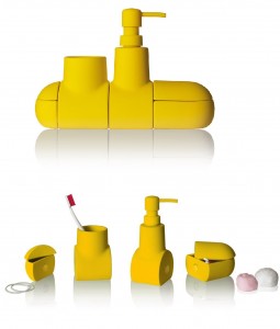 .amazon 45.00 seletti SUBMARINO - set accessori bagno in porcellana gommata - cm 25,5x7 h 17,5 - colore giallo