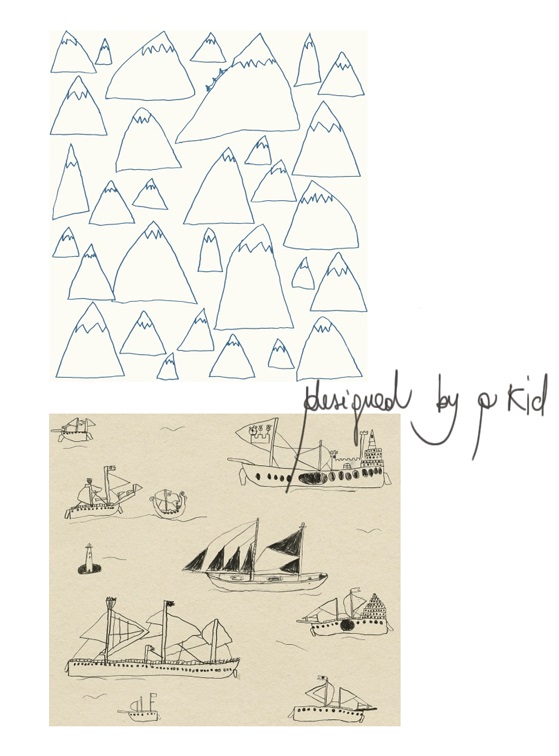 decoro parete carte da parati disegnate dal figlio di otto anni della designer svedese Elisabeth Dunker