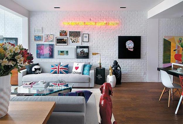 Contemporaneo salotto modern living room design white painted brick ... Salotto design