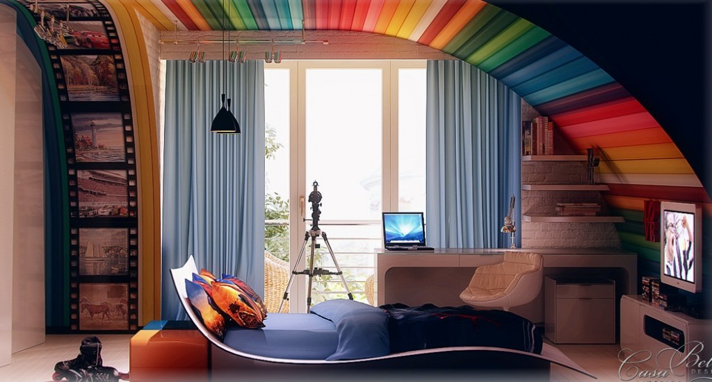 Rainbow-themed-kids-room