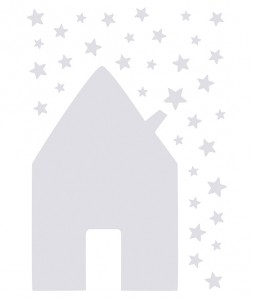 Sticker mural maison et étoiles grises 20.00€ lilipinso.com