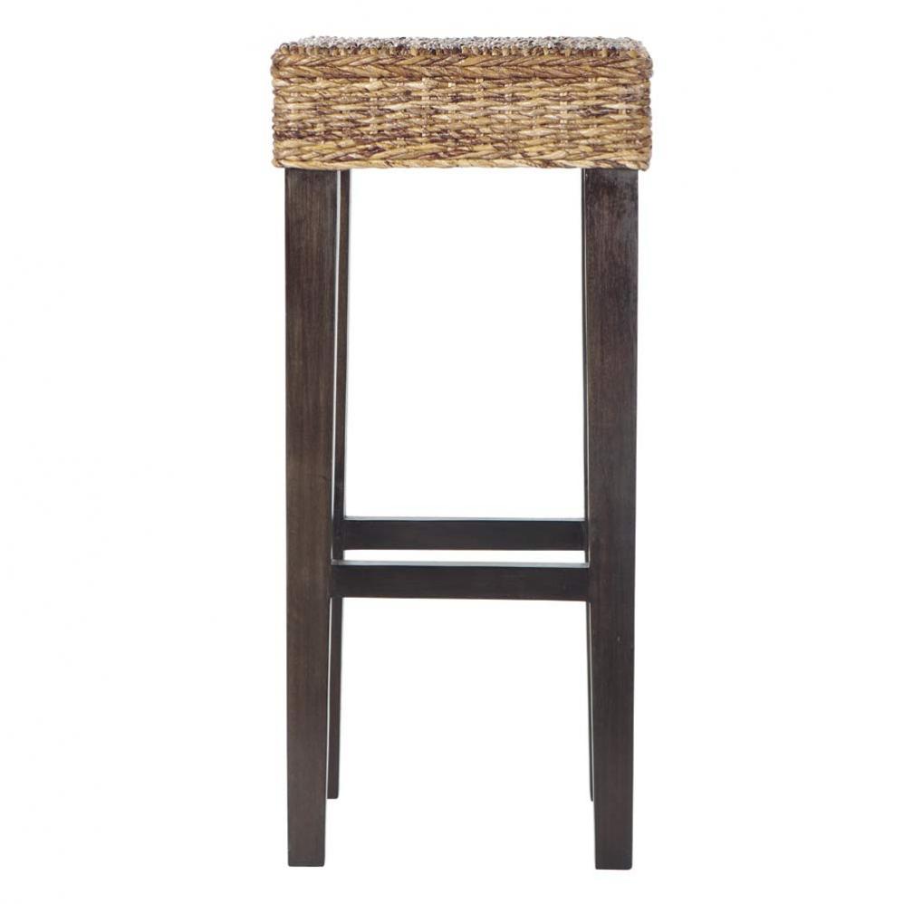 zsgabello da bar rangon di maison du monde 69.99€ realizzato in legno massiccio con seduta di foglie di banano delle Filippine,