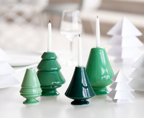 creaz I portacandele in ceramica a forma di alberelli, sempre della Kähler Design