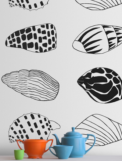 baines & fricker shells wallpaper
