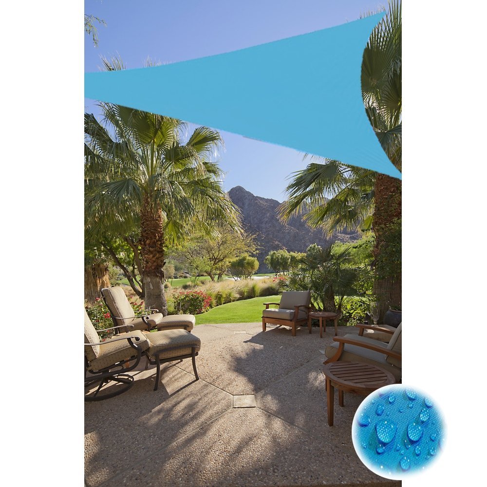 W0REE Vela Ombreggiante Impermeabile Tenda A Vela Triangolare 95% Protezione UV Poliestere Oxford, Tenda Da Sole Per Esterno,Nero,4x4x4m - 2