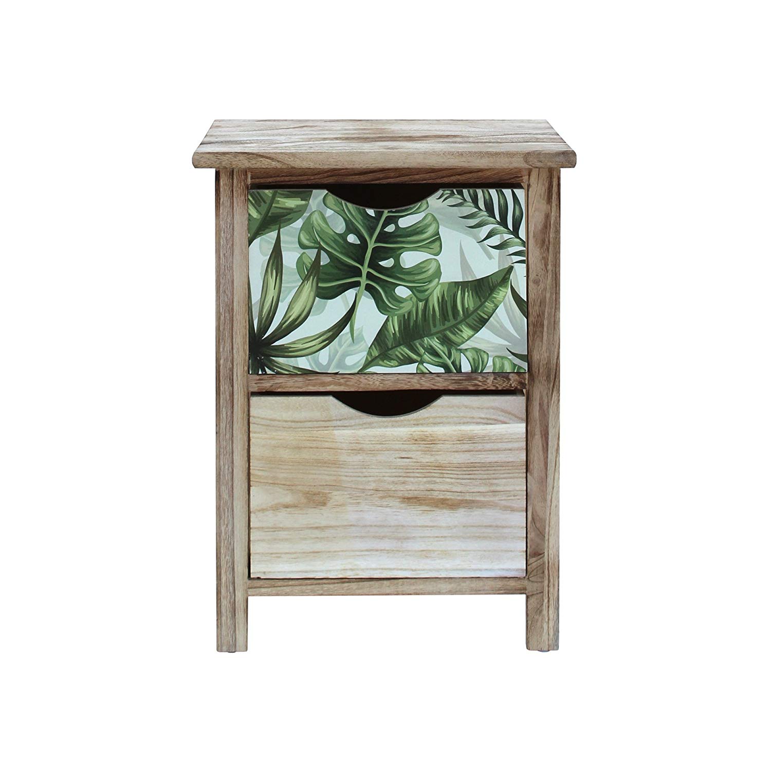 Comodino Cassettiera 3 Cassetti MCW-K87 Legno Di Paulonia Rattan Bianco Legno Chiaro