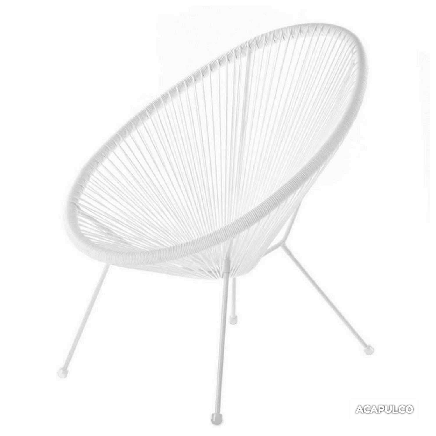 .amazon MUSTDUNET – 1 X Poltrona Design Uovo – Sedia Acapulco Bianco – Sedia Acapulco Bianca – Poltrona Design Corda PVC