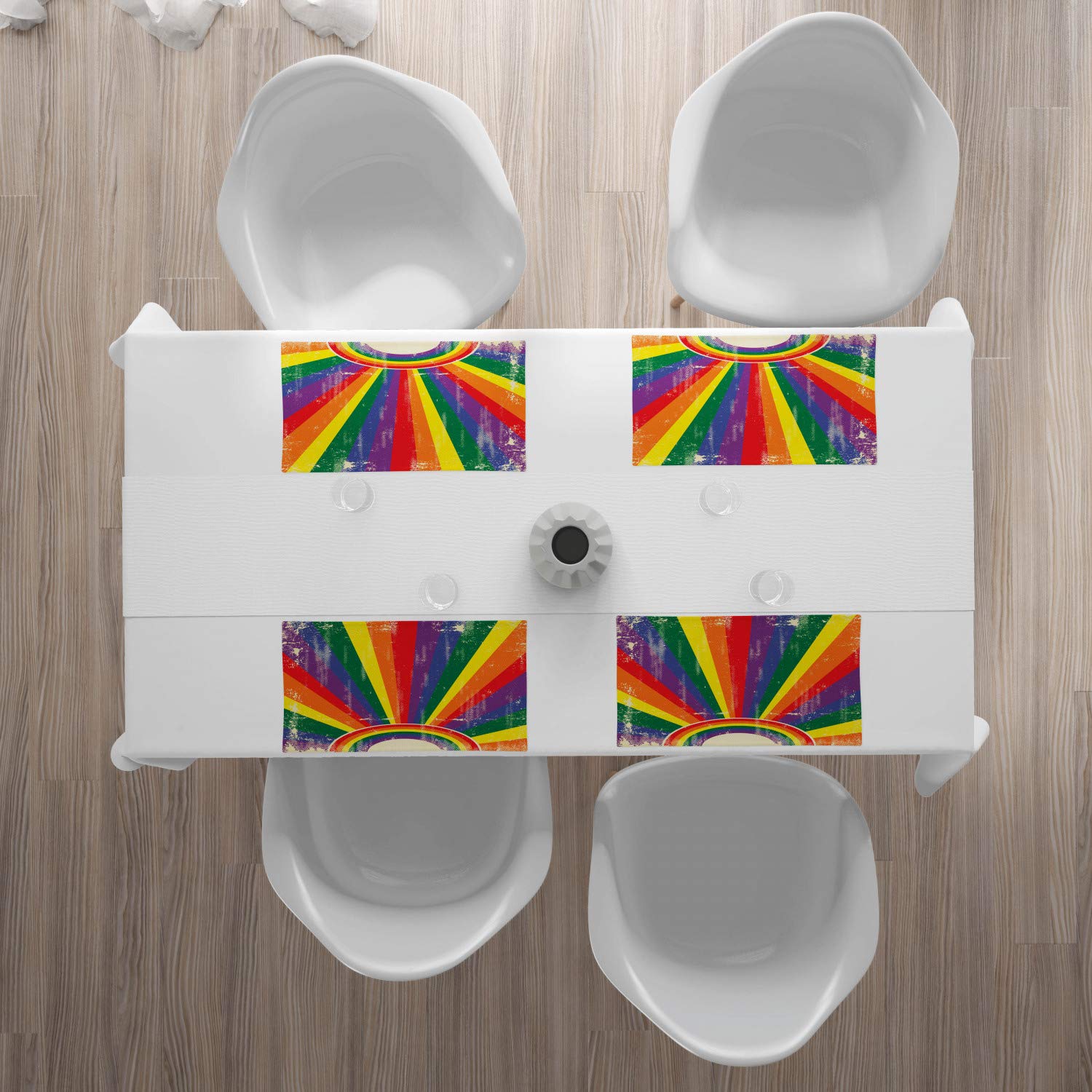 ABAKUHAUS Tovaglia Vintage Arcobaleno A Quadri Retro - Rettangolare 140x170 Cm - Verde E Blu - Per Sala Da Pranzo E Cucina - 3