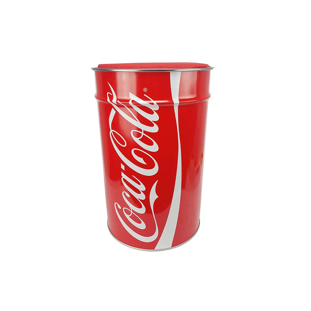 Arredare con i fusti di metallo di recupero - image amazon-BuyStar-Pouf-Contenitore-in-Latta-con-Coperchio-e-Cuscino-Tipo-Coca-Cola-Rosso-%C3%9830-x-45H-Cm-1-1 on http://www.designedoo.it