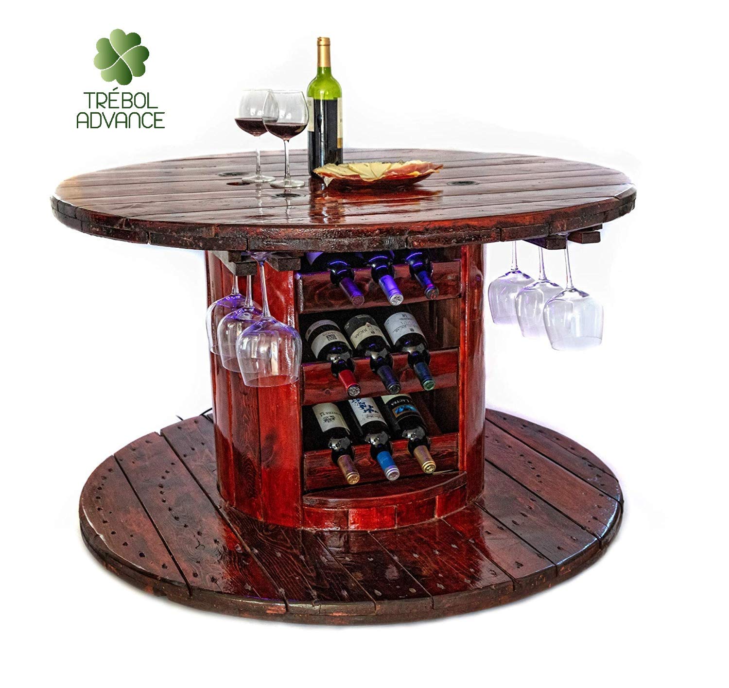 .amazon TRÉBOL ADVANCE Tavolo Cantina Artigianale con Bobine di Cavo di Legno Unico Originale Fatto a Mano