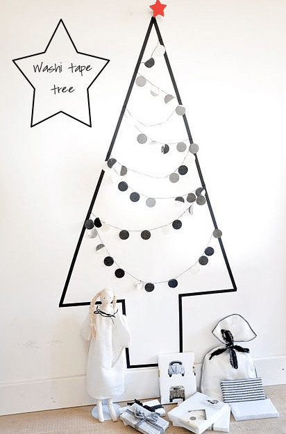 Albero di Natale salvaspazio: soluzioni creative - image albero-washitape-kerstboom on http://www.designedoo.it