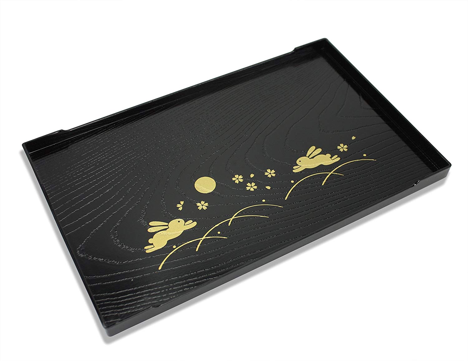 .amazon Japan giapponese lacca vassoio da portata, Full Moon Rabbit (Usagi) design, 25.3 cm, per tè, bene, sushi, Sashimi.