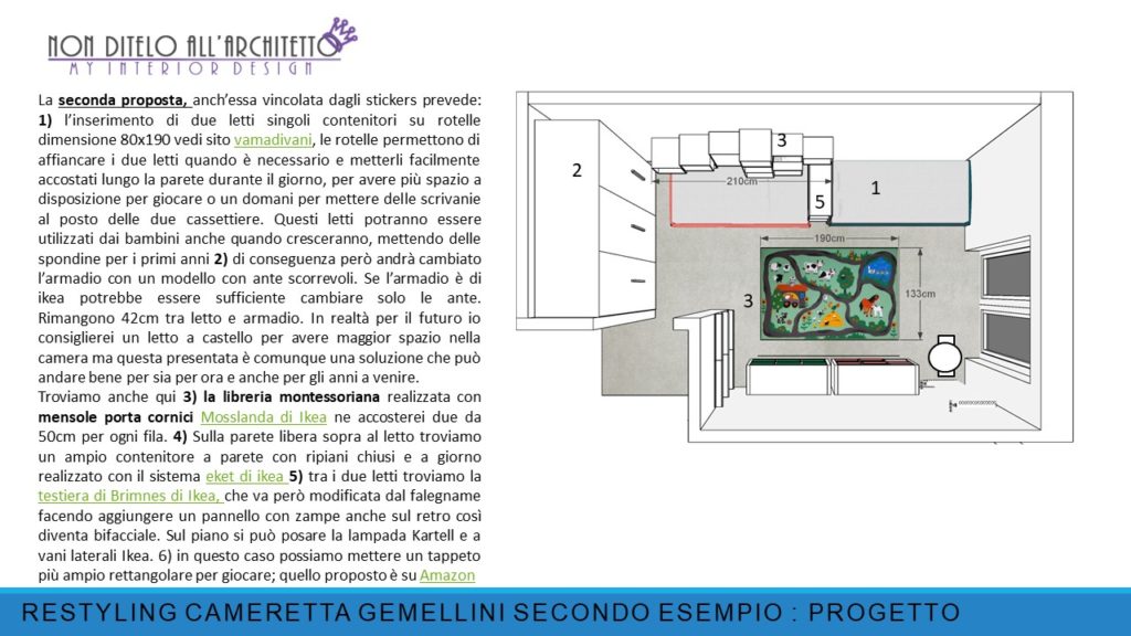 Progettazione letto a soppalco con armadio - image cameretta-gemelli-1--1024x576 on http://www.designedoo.it