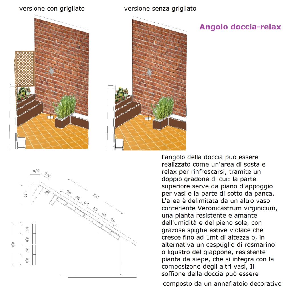Progettazione del verde e architettonica per un terrazzo esagonale - image tav6-doccia-1-1024x1024 on http://www.designedoo.it