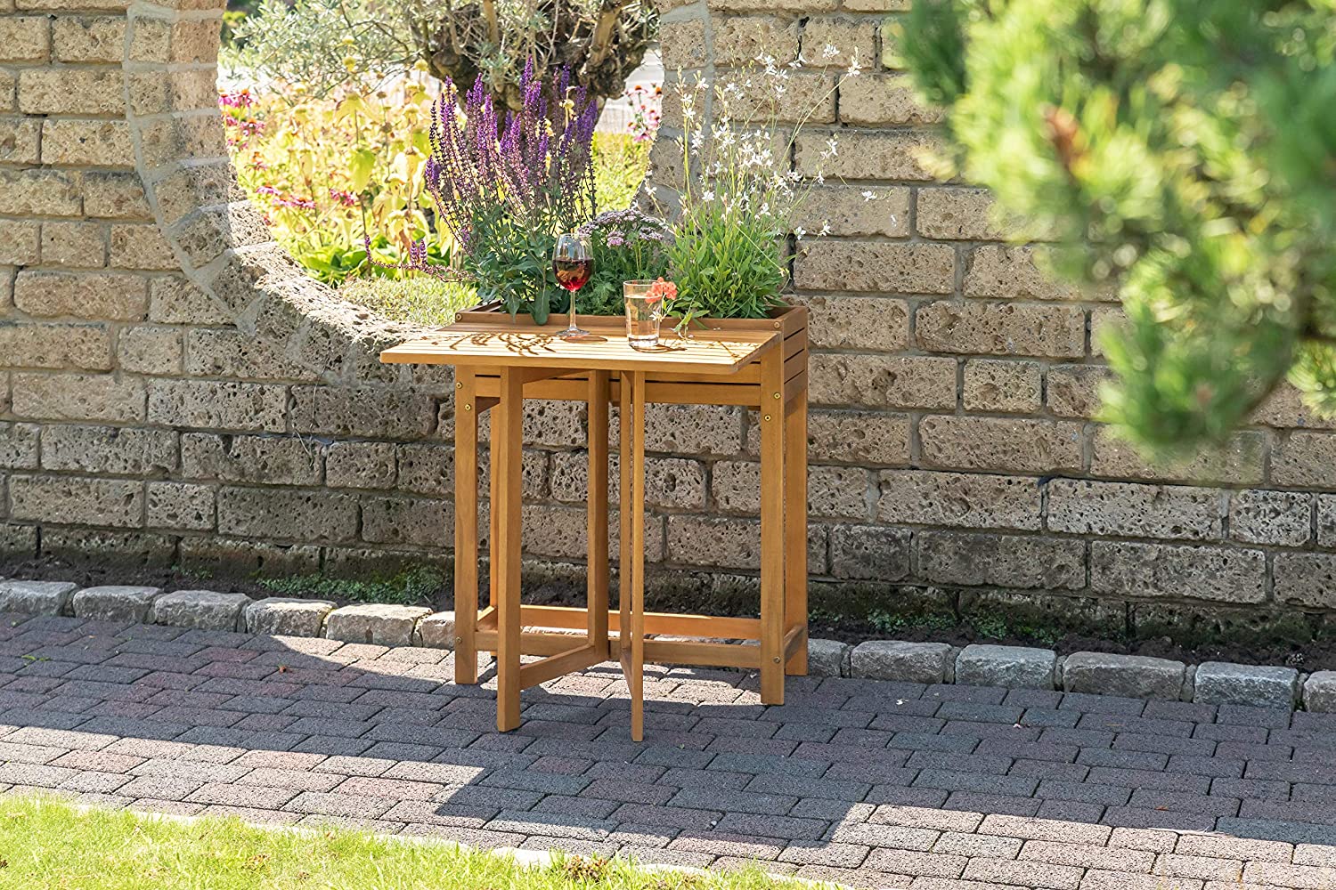 Greemotion Tavolo Pieghevole Antracite – 60x80x63 Cm, Piano Sevelit Resistente Alle Intemperie, Salvaspazio Per Giardino E Terrazzo