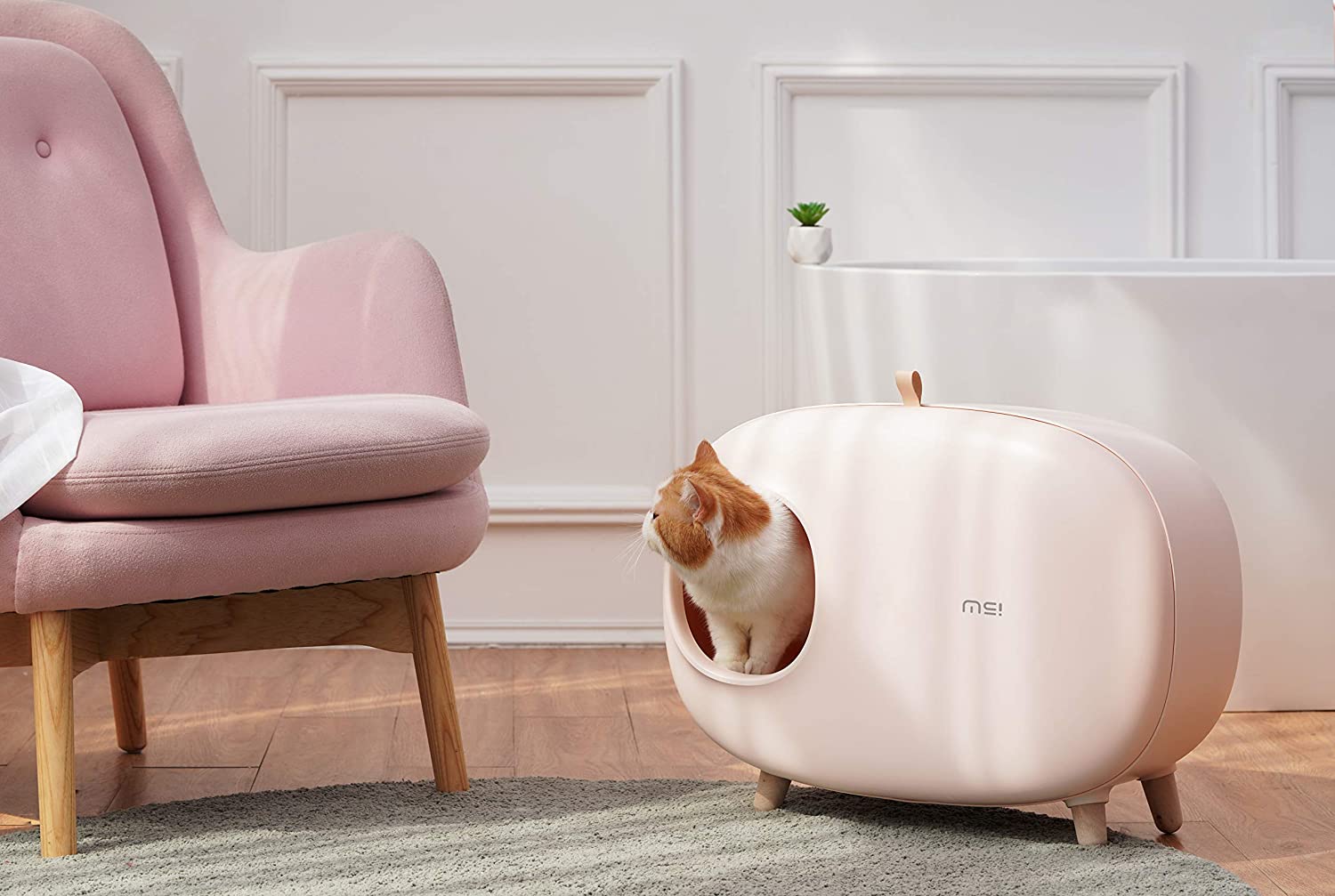 Ptlom Cat Litter Box Lettiera Per Gatti In Acciaio Inox PTLOM - Extra Large 60x40x35cm | Con Ruote, Antiodore, Facile Da Pulire Lettiera Metallo Per