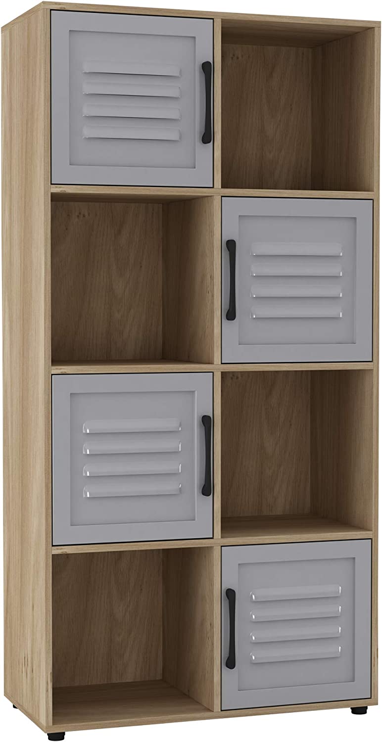 amazon-Libreria-a-cubi-in-rovere-con-porta-in-legno-con-maniglia-in-metallo-e-ripiano-per-espositori-scaffalature-per-armadio